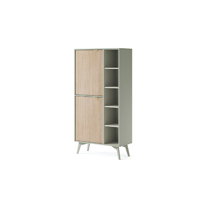 Ensemble meuble TV FOREST couleur Chevrons Scandi / Eucalyptus